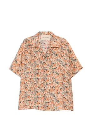 Valentino Garavani floral-print camp-collar button-down silk shirt - Neutrals