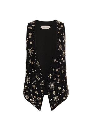 Alberta Ferretti sequin-embellished floral-motif waistcoat - Black