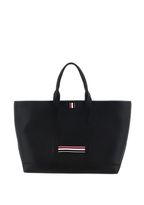 Thom Browne tricolour-grosgrain leather tote bag - Black
