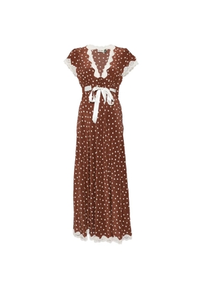 Rixo Marlice lace-trim polka-dot maxi dress - Brown