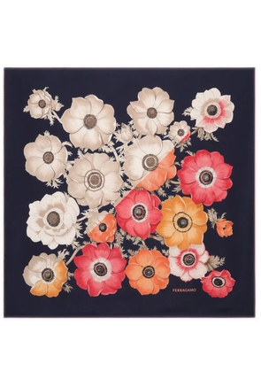 Ferragamo floral-print silk scarf - Blue