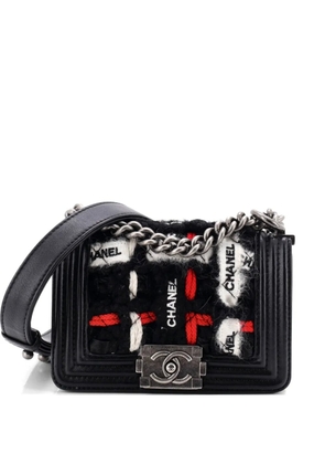 CHANEL Pre-Owned Boy Flap Bag Quilted Logo Ribbon and Tweed Small shoulder bag - Black