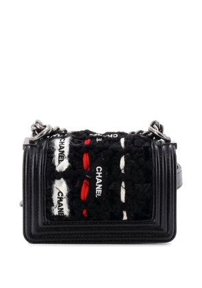 CHANEL Pre-Owned Boy Flap Bag Quilted Logo Ribbon and Tweed Small shoulder bag - Black