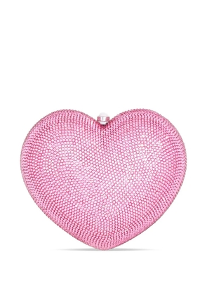 Judith Leiber L'Amour Petit Coeur crystal-embellished clutch bag - Pink