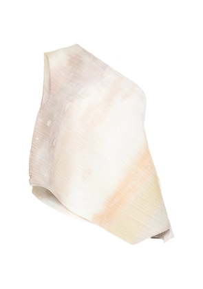 Pleats Please Issey Miyake one-shoulder pleated top - Neutrals