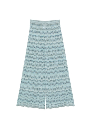 D.Exterior chevron-knit wide-leg trousers - Blue