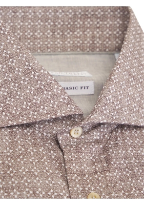Brunello Cucinelli geometric-print spread-collar shirt - Neutrals