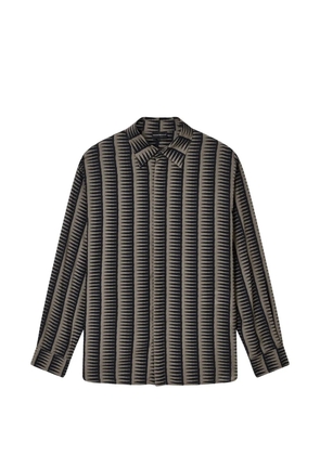 Emporio Armani striped long-sleeve shirt - Black