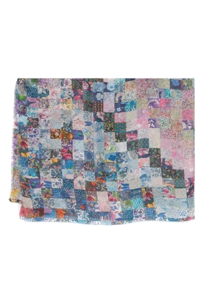 Faliero Sarti floral-print patchwork scarf - Purple