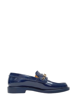 CHANEL Pre-Owned Logo patent loafers - Blue