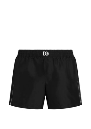 Dolce & Gabbana logo-embroidered swim shorts - Black