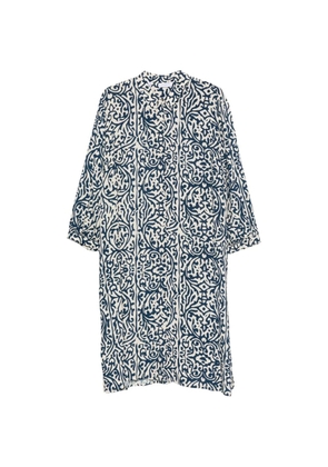 ZANETTI abstract-print button-down midi shirt dress - Neutrals