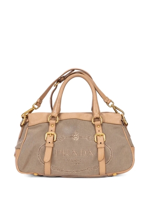 Prada Pre-Owned logo-embroidered handbag - Neutrals