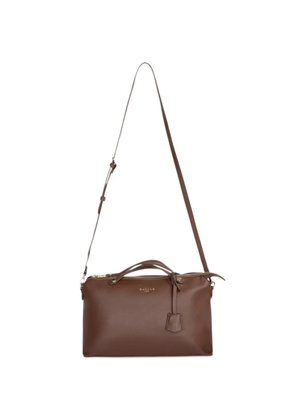 Gaelle logo-lettering pebble-grain tote bag - Brown