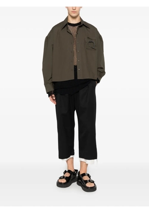 Open YY bead-embellished cropped shirt - Green
