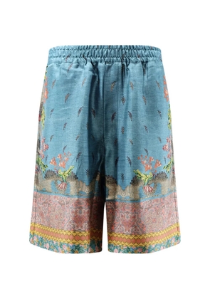 Pierre-Louis Mascia Aloe floral-print silk shorts - Blue