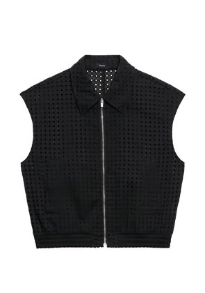 Theory broderie-anglaise zip-up gillet - Black