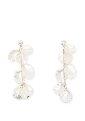 Self-Portrait petal-detail drop earrings - Gold