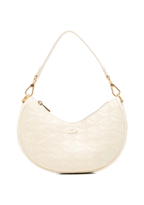 Lacoste small Moon monogram-embossed crescent shoulder bag - Neutrals