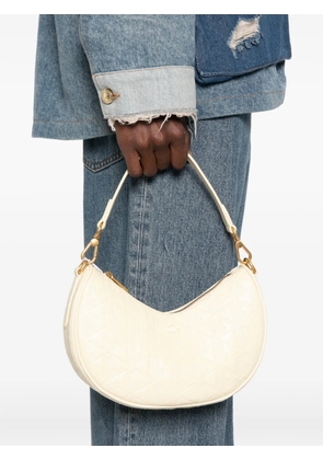 Lacoste small Moon monogram-embossed crescent shoulder bag - Neutrals