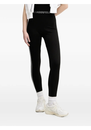 Karl Lagerfeld Jeans logo-waistband side-stripe leggings - Black