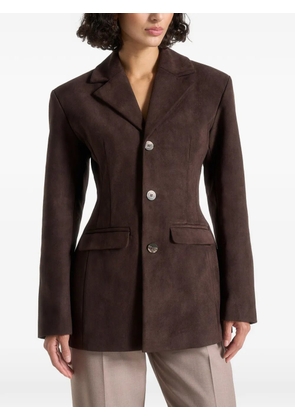 Manière De Voir Claire cinch-waist wide-shoulder blazer - Brown