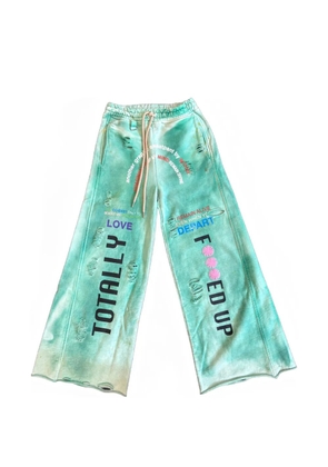 astrum distressed-detailing wide-leg track pants - Green