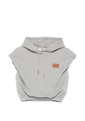 FENDI logo-patch sleeveless hoodie - Grey