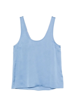 ANINE BING Lea silk scoop-neck top - Blue