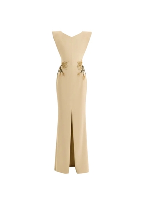 Gemy Maalouf embroidered structured-neckline dress - Neutrals