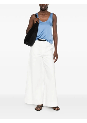 ANINE BING Lea silk scoop-neck top - Blue