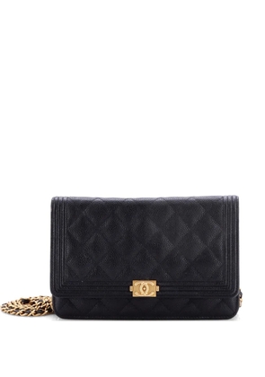 CHANEL Pre-Owned Boy Wallet on Chain Quilted Caviar crossbody bag - Black