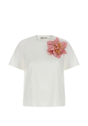 Tory Burch floral-appliqué removable-pin T-shirt - White