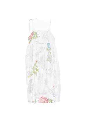INJIRI Herbarium floral-print midi dress - White