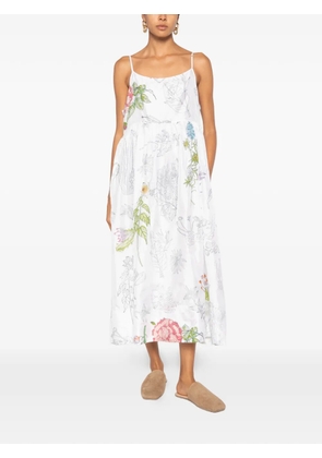 INJIRI Herbarium floral-print midi dress - White