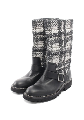CHANEL Pre-Owned 1986-1988 tweed-pattern snow boots - Black