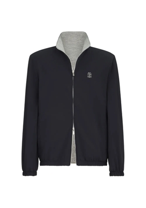 Brunello Cucinelli bonded-nylon reversible outerwear jacket with logo - Blue