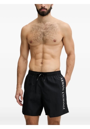 Armani Exchange logo-print drawstring swim shorts - Black