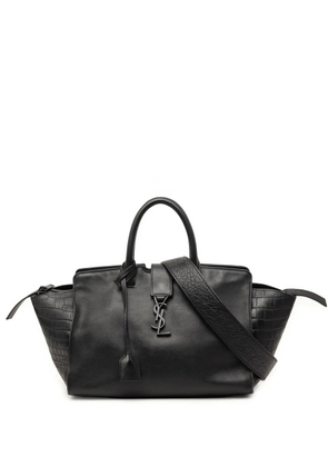 Saint Laurent Pre-Owned 2016 Small Croc Embossed Trimmed Leather Downtown Cabas satchel - Black