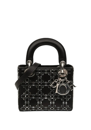 Christian Dior Pre-Owned 2021 Mini Satin Cannage Strass Crystal Embellished Lady Dior satchel - Black