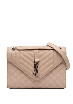 Saint Laurent Pre-Owned 2018 Medium Grain De Poudre Triquilt Monogram Envelope Bag shoulder bag - Brown