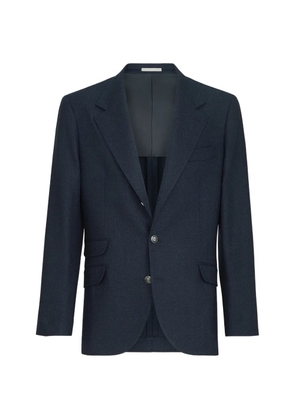 Brunello Cucinelli mouliné virgin-wool twill deconstructed Cavallo blazer with metal buttons - Blue