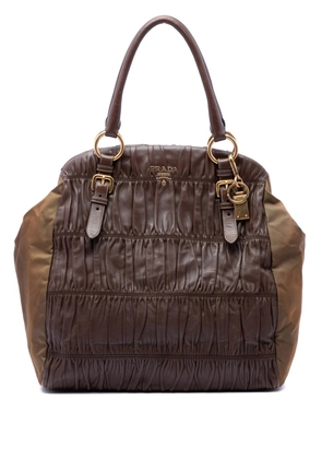 Prada Pre-Owned 2000-2013 Nappa Gaufre and Tessuto tote bag - Brown