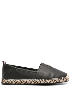 Tommy Hilfiger logo-plaque leather espadrilles - Black