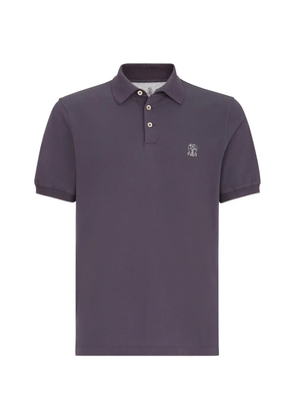 Brunello Cucinelli cotton-piqué polo shirt with logo - Purple