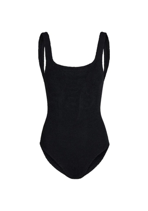 Hunza G crinkle-effect square-neck swimsuit - Black