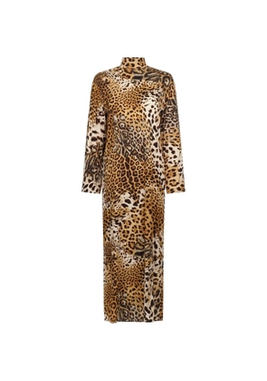 Roberto Cavalli leopard-print high-neck dress - Neutrals