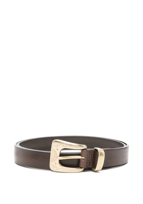 DA.D engraved-buckle leather belt - Brown