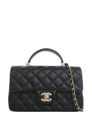 CHANEL Pre-Owned 2021-2026 Mini Rectangular Classic Lambskin Top Handle Flap satchel - Black