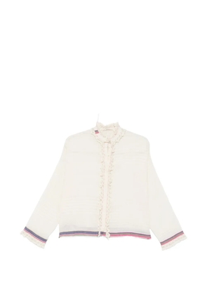 INJIRI ruffled-trim striped blouse - Neutrals